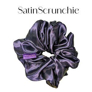 3/$12 Amiga Mia large navy blue satin scrunchie hand crafted